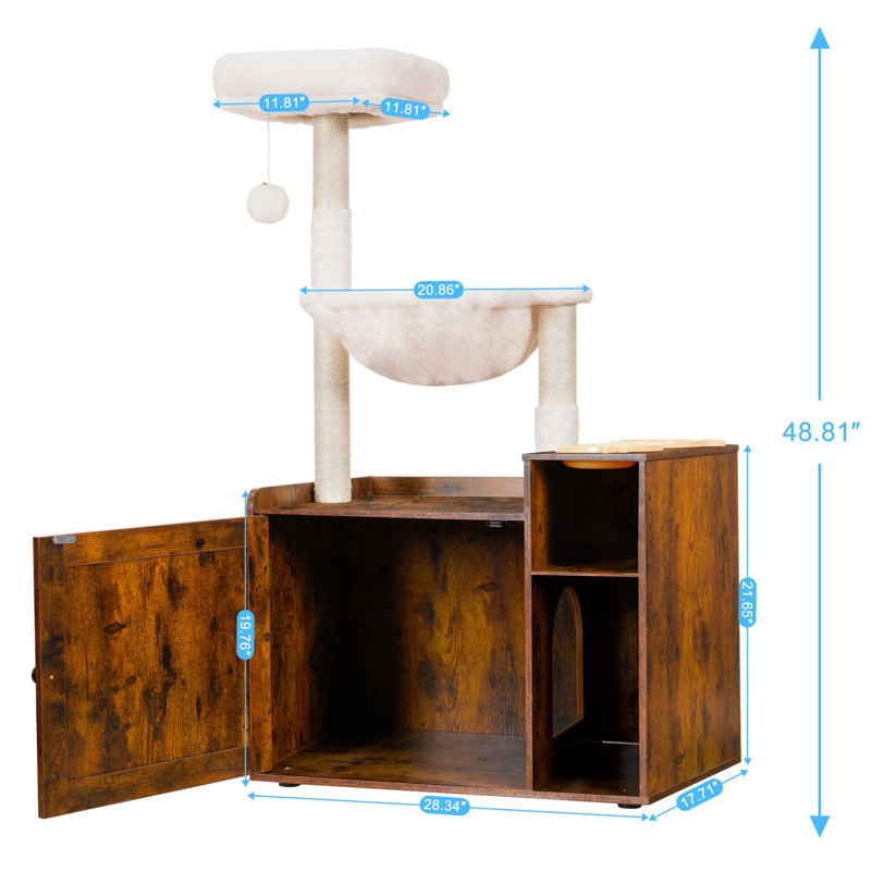 Fanka Cat Tree, 48.03" H x 17.72" W x 28.35" L, Brown