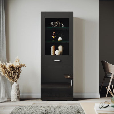 60*35*165cm LED Colorful Lighting Display Cabinet with High Brightness, Adjustable Shelves