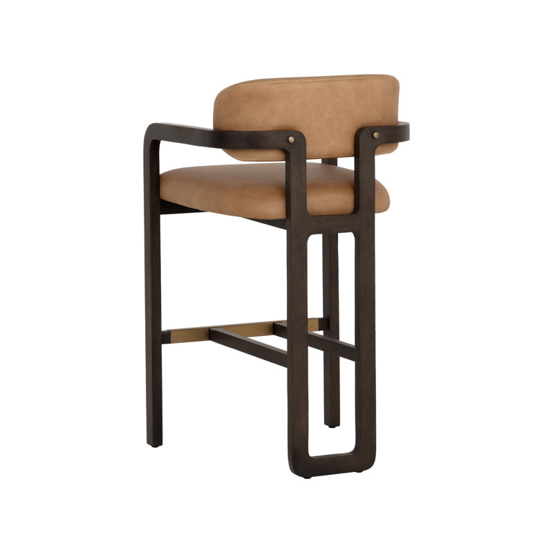 Madrone Upholstered Stool with Solid Wood Frame, Bar Stool (30.25" Seat Height)