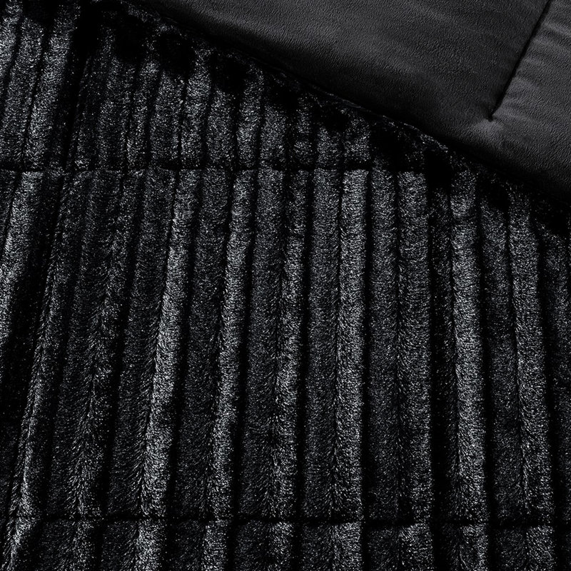 Édredon en fausse fourrure pour lit double / grand lit - noir et doux, glamour