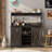 Abrianna Bar Cabinet,Farmhouse Coffee Bar Cabinet with 6 Hooks, 47'' Kitchen Coffee Bar with Hutch and 9 Wink Racks-2040694500
