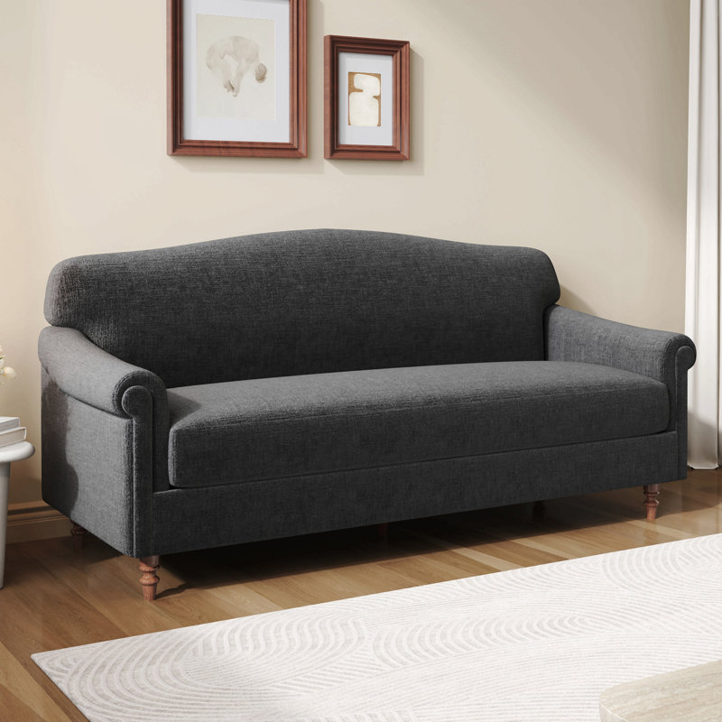Causeuse 2 places avec accoudoirs roulés Modern, Gris chenille