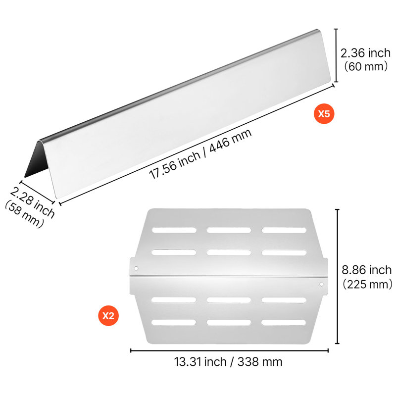 Barres de 17 po pour remplacement de la série 300 Genesis, 5 et 2 plaques chauffantes, de haute qualité, durables, en acier facile à installer, à installer, idéales