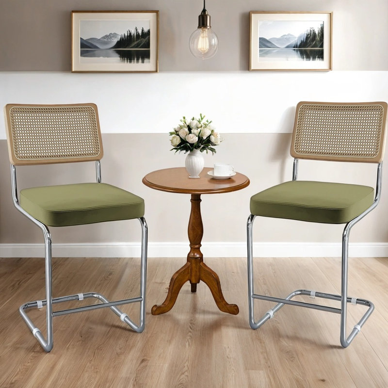 Ensemble de 2 tabourets Ivy Bronx, Vert