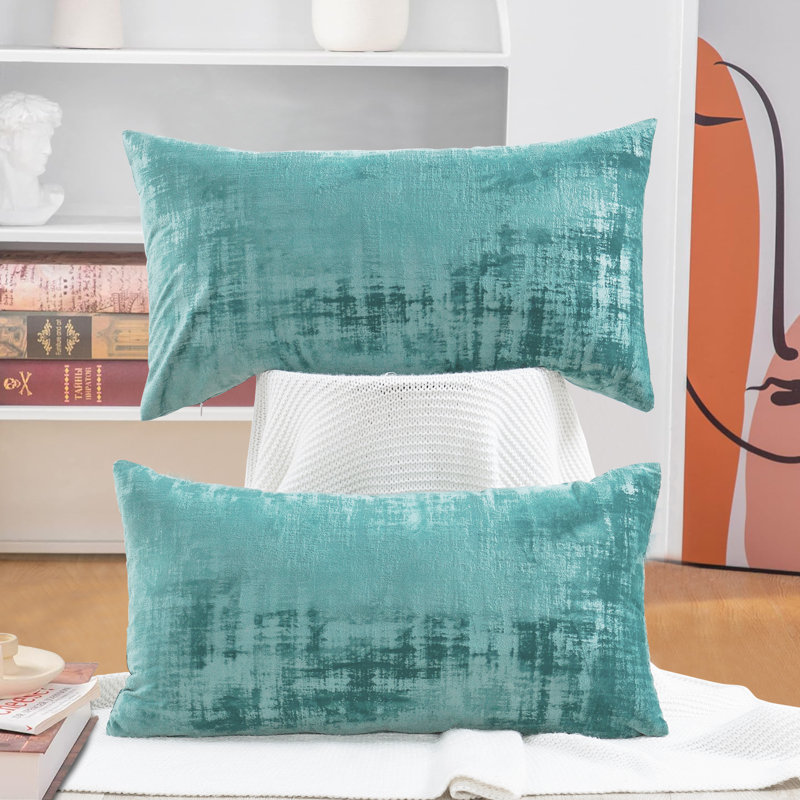 Housse de coussin rectangulaire en velours texturé, Mer du nord