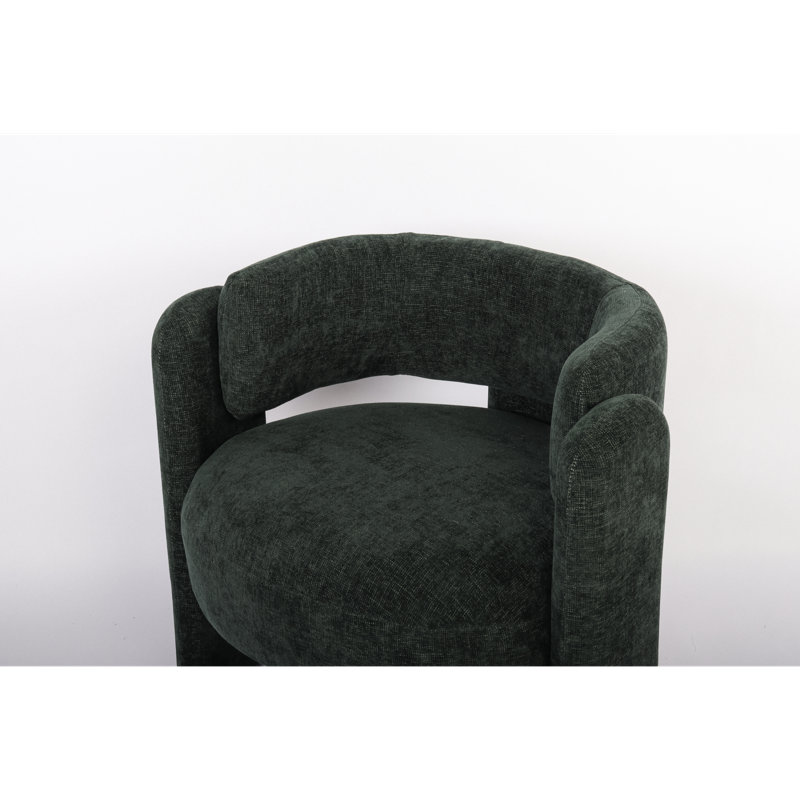 Chaises d'appoint modernes, fauteuil demi-tonneau en tissu vert pour maison compacte