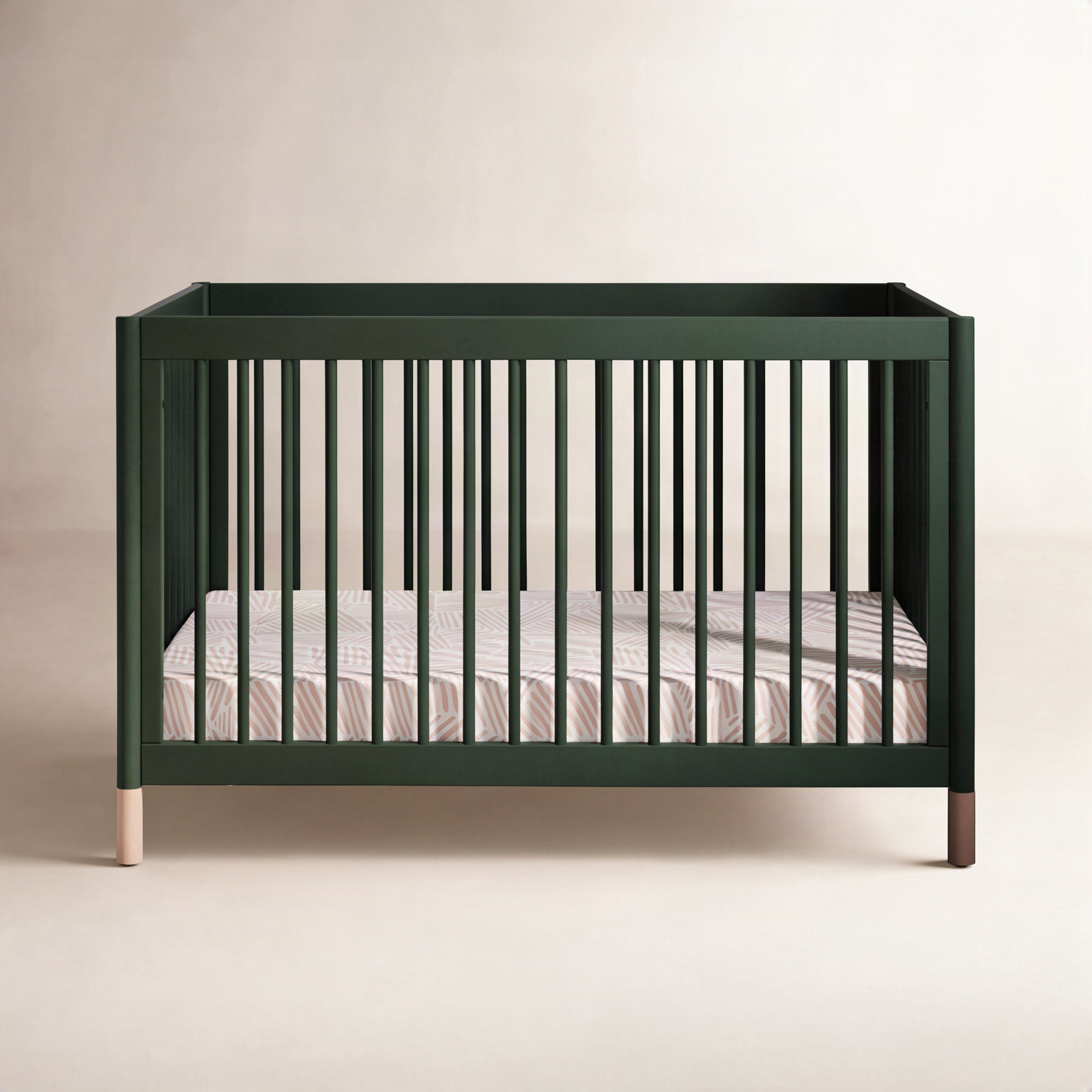 Gelato Pine 4-in-1 Convertible Crib, Forest Green/Beige