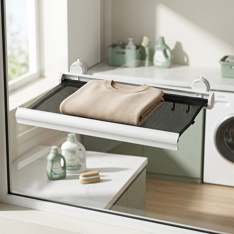Séchoir à ventouse pliable pour balcons (style plat) pour sécher les vêtements, les chaussures ou les chaussettes