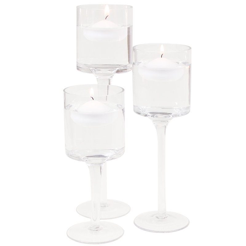 Ensemble de 3 ourlets en verre à longue tige