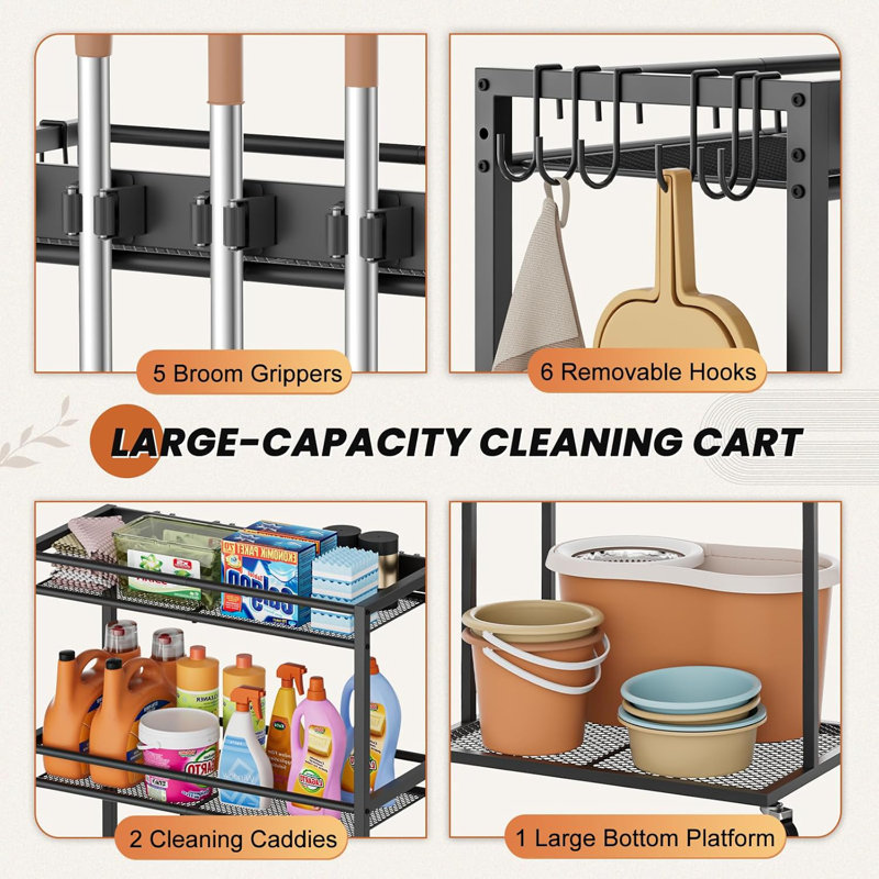 Cleaning Housekeeping Janitorial Cart with Cleaning Caddy