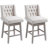 Counter Height Bar Stools Set of 2, 180 Degree Swivel Kitchen Island Stool, 27" Seat Height with Wood Footrests and Button Tufted Design, Beige-738749252-784863122