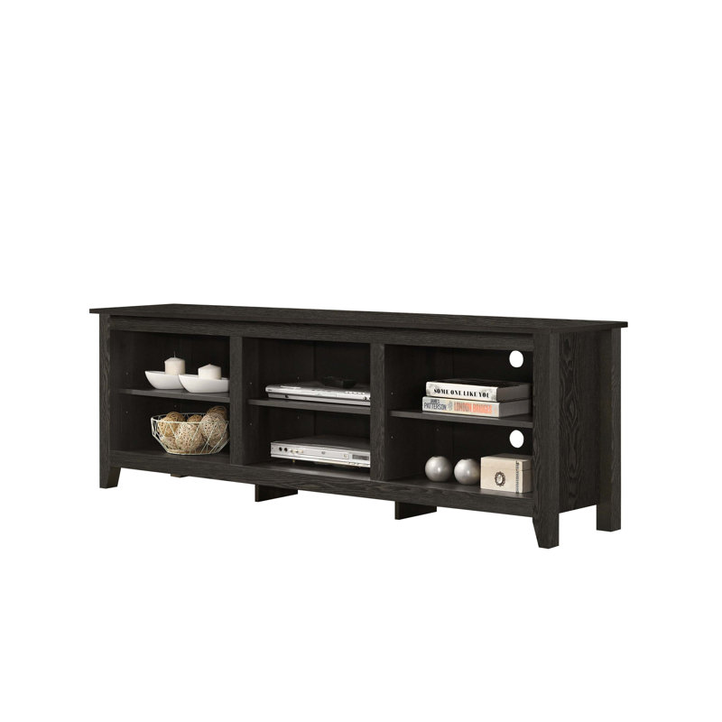 Benito 70"W TV Stand with Open Shelves and Cable Management, Dark Gray