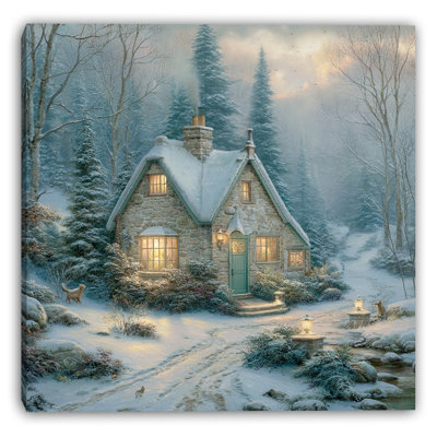 «Winter Haven Cottage», art mural sur toile tendue