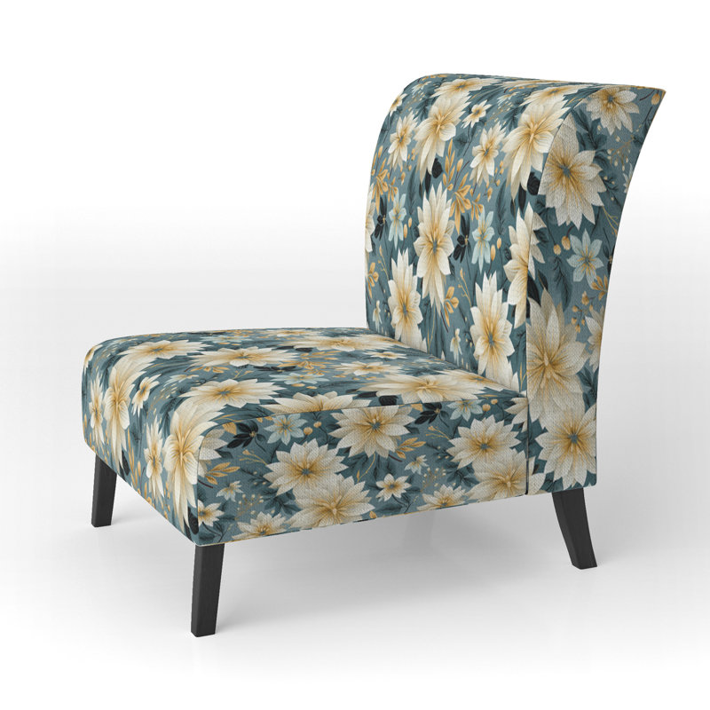 Fauteuil de chambre bleu et doré à motif géométrique Harmony Fusion I - rembourré Cottage