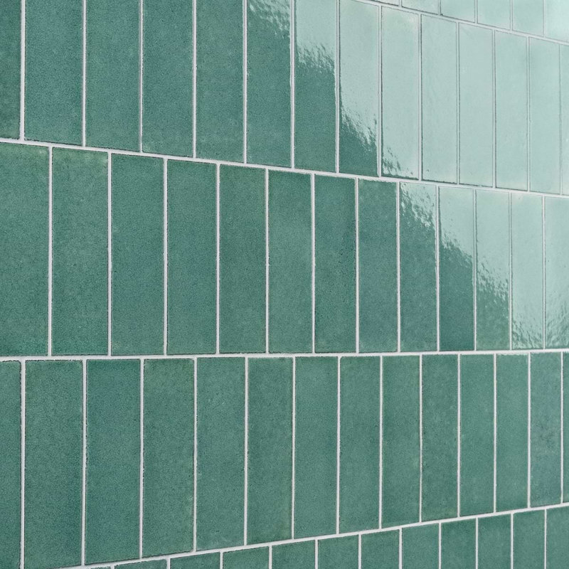 Color One 2x8 Glossy Lava Stone Tile, Jade Green