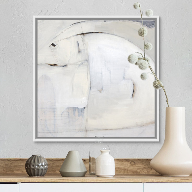 « Just just I » par Kari Taylor, reproduction d’art, H 26 po x l 26 po x 1,75 po, Cadre blanc