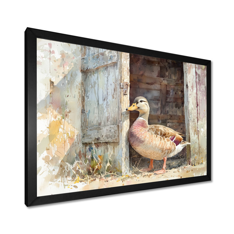 Dubien, mignon, portrait de canard à la grange II, Reproduction encadrée d'une seule photo, Noir, H 12 po x l 20 po