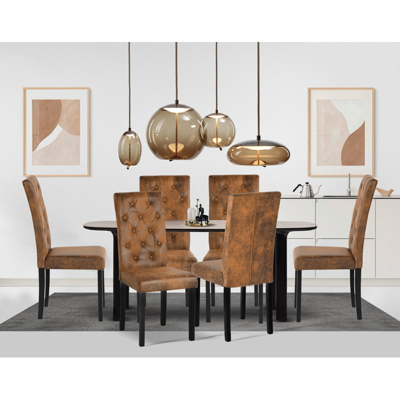 Abbeville 47cm H Tufted Upholstered Parsons Chair, 6, Brown/Black