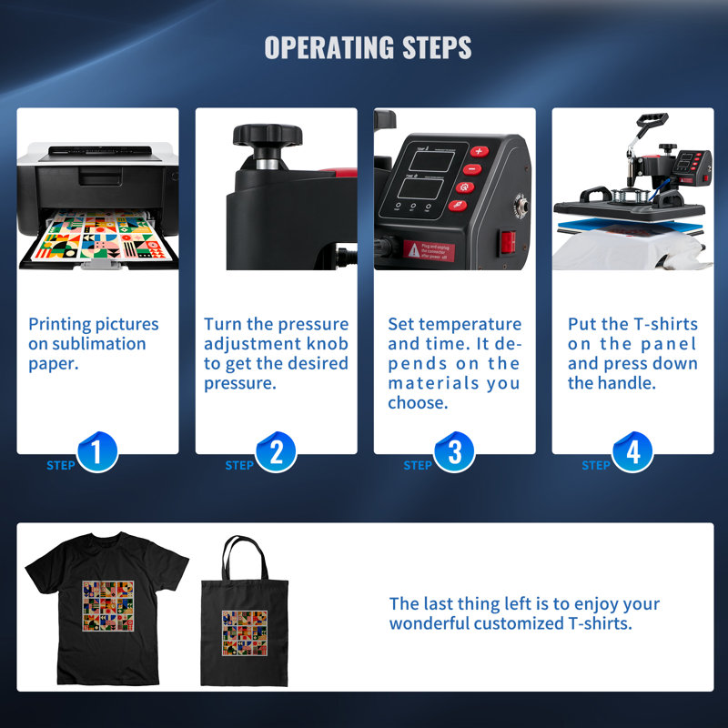 VEVOR 5-in-1 Black and Blue Vinyl Heat Press Machine