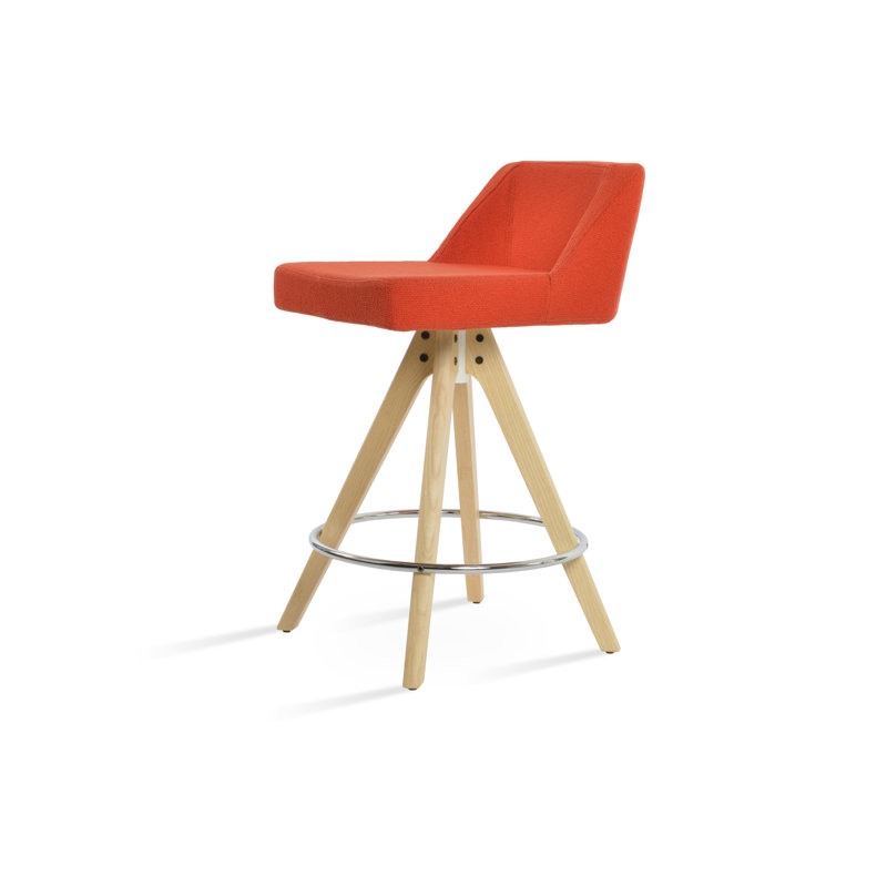 Tabouret pivotant en bois Prisma, Orange, Tabouret de comptoir (siège d'une hauteur de 25,5, Brun