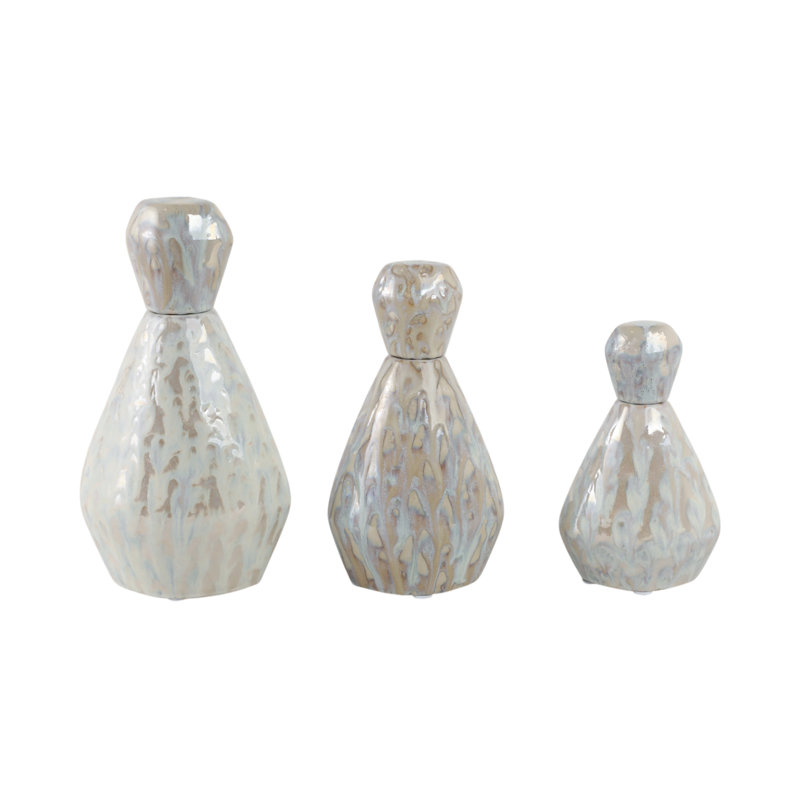 Sagebrook Handmade Stoneware Decorative Bottles, 13"H x 7"W x 7"D, Gray