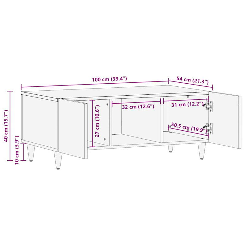 Solid Wood Coffee Table with Storage