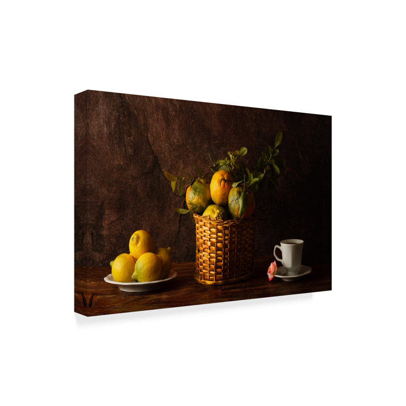 «Still Life With Lemons, Oranges and a Rose», reproduction de photo sur toile tendue, H 12 po x l 19 po x P 2 po