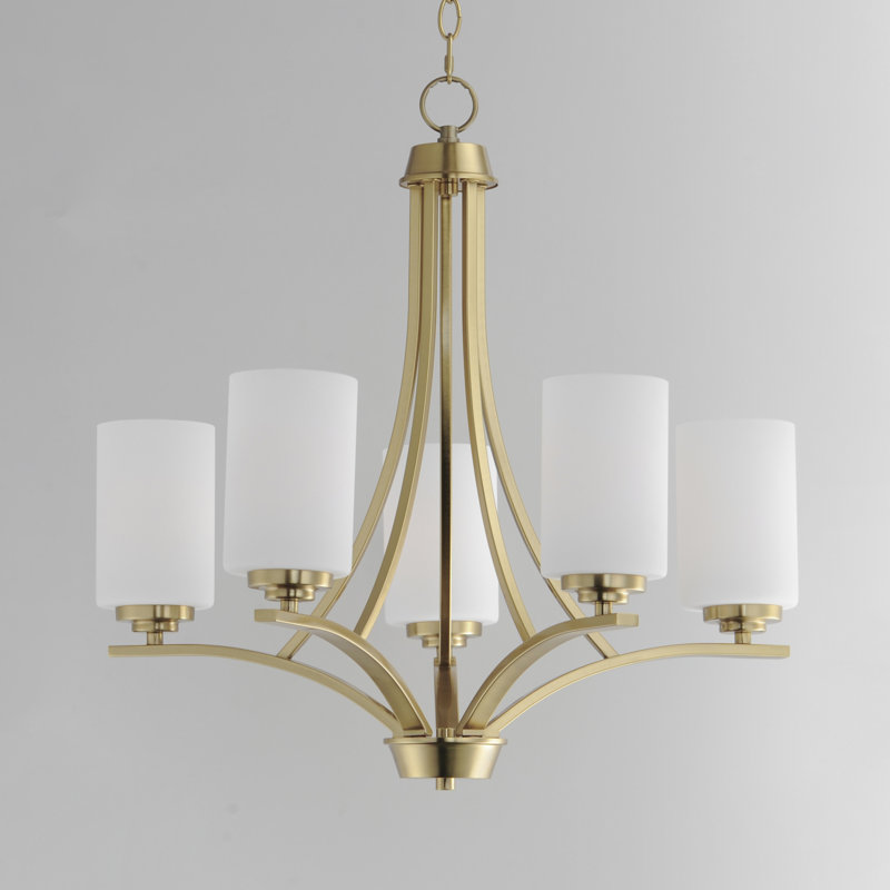 Lustre à 5 lumières Deven, Laiton satiné