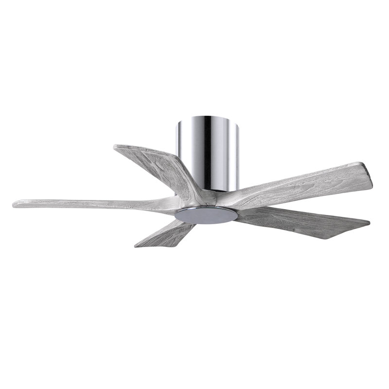 Ventilateur de plafond à 5 pales DEL avec ensemble d'éclairage inclus Irene, Chrome poli, 42", Ton bois de grange