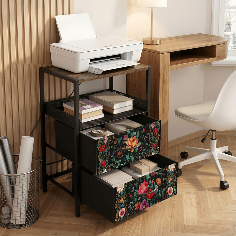 Table de chevet 2 tiroirs avec station de charge, table de chevet de chambre à coucher avec ports USB et prises USB