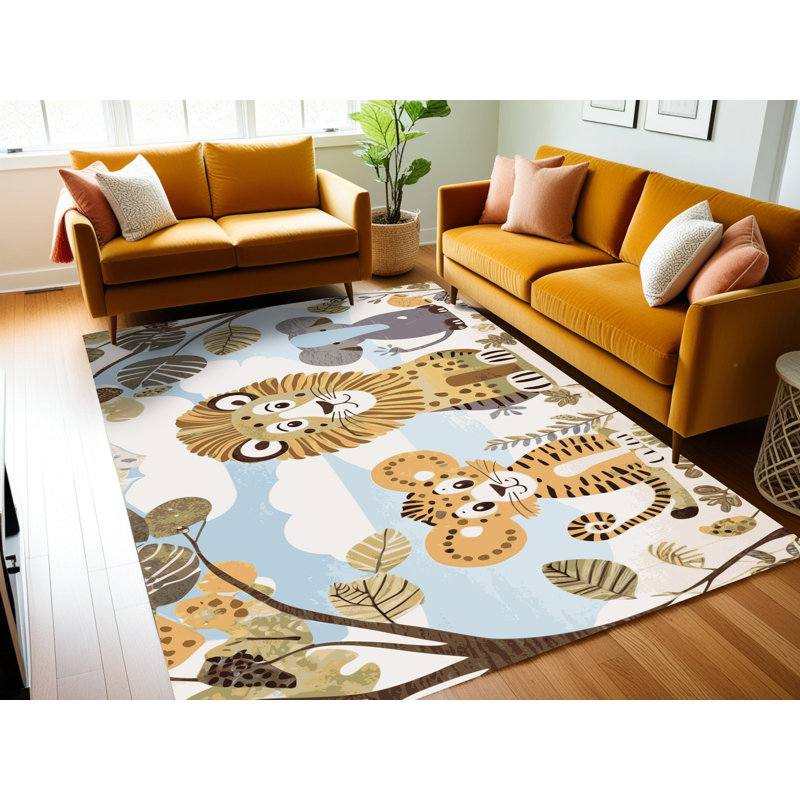 Tapis pour enfants 6 animaux Ginza, Rectangulaire 2 pi x 3 pi