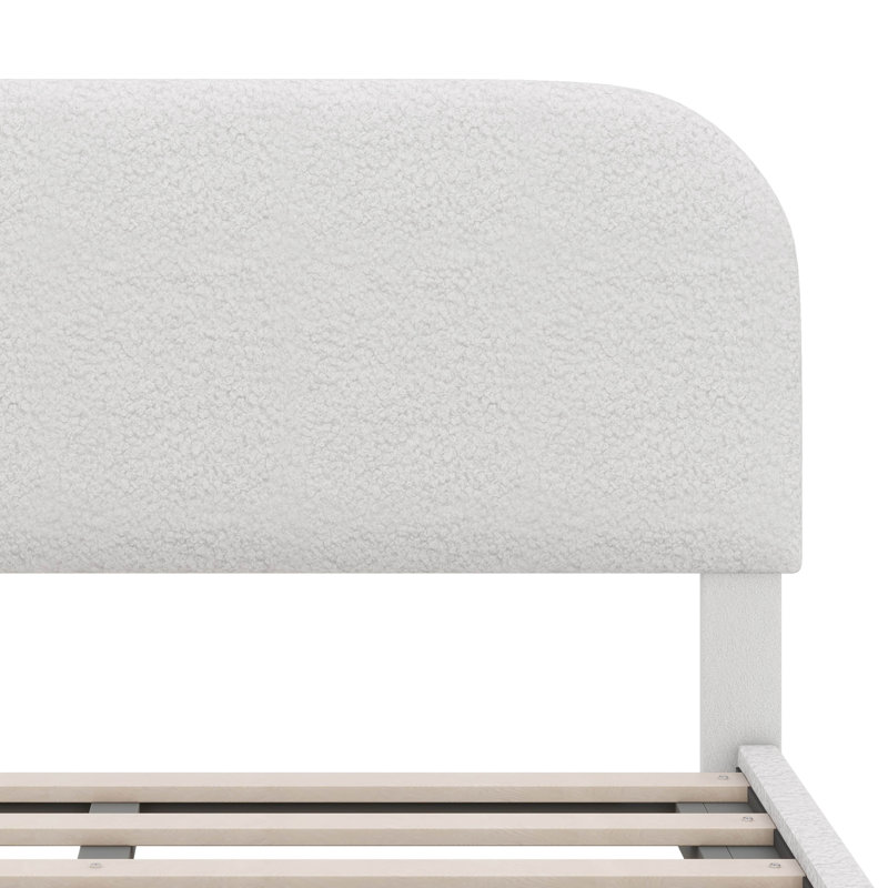 Teddy Fleece Upholstered Platform Bed With Hydraulic Storage System, Full, White