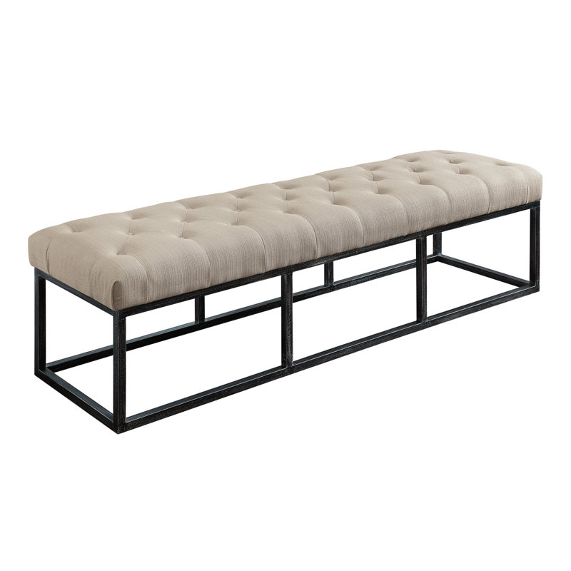 Danes Claire Tufted Bench with Iron Legs, Modern 72.5" Bench for Bedroom or Living Room, Ivory Dream