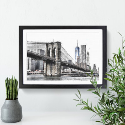 Brooklyn Bridge In New York Painting Framed Print