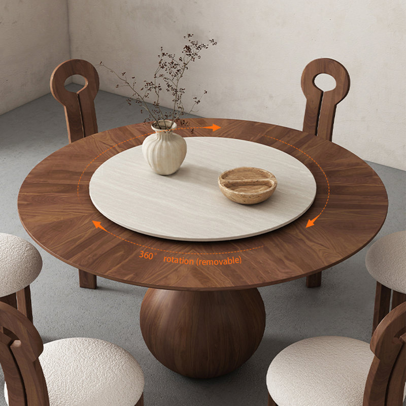 Tables de salle à manger rondes en bois massif brun, H 29,53 po x L 47,24 po x l 47,24 po
