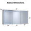 Armoire à pharmacie 60 po x 30 po de haut rectangulaire en aluminium encastrée / à fixation en surface avec miroir, éclairage DEL et horloge, argent-371227415