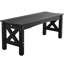 Banc de terrasse extérieur de 113 cm (44,5 pouces) en plastique noir, avec assise incurvée et confort optimal même sur un terrain irrégulier. Supporte jusqu'à 272 kg (600 lb). Piètement croisé.