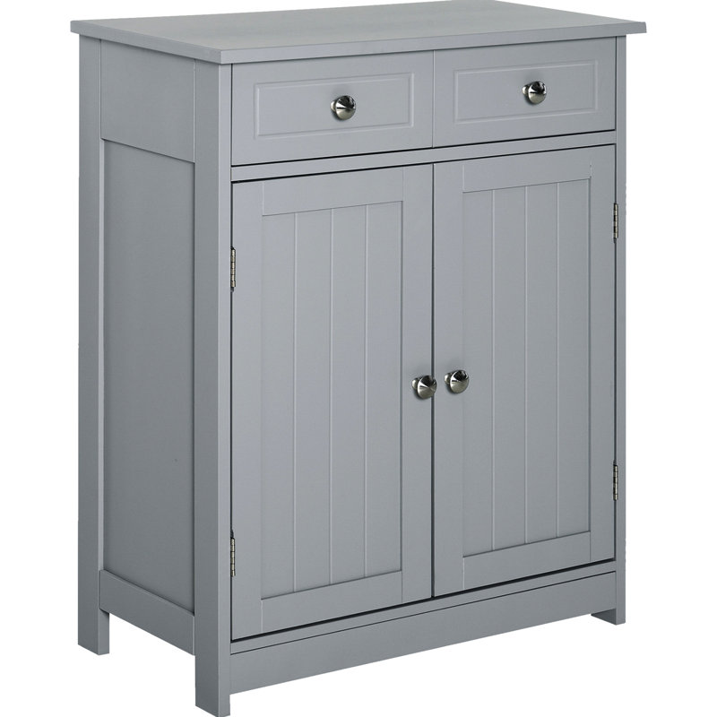 Armoire de salle de bain grise, 2 portes et tiroirs, tablette réglable, rangement autoportant, construction, eau, idéal pour garder les serviettes Armoire pour produits d'hygiène quotidienne, 2 portes 2 avec cadre, agrandir