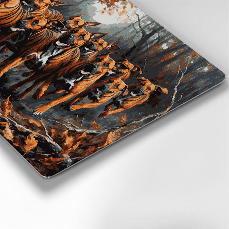 «Dogs Treeing Tennessee Brindle», art mural en métal gris, H 12 po x l 18 po