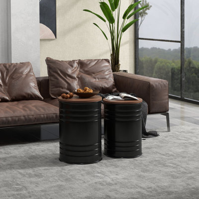 HOMCOM Nesting Storage Ottomans Set Of 2 With Lids, Hidden Space