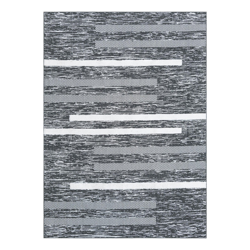 Jettye Performance Cotton Striped Indoor Rug, Rectangle 6'5" x 9'