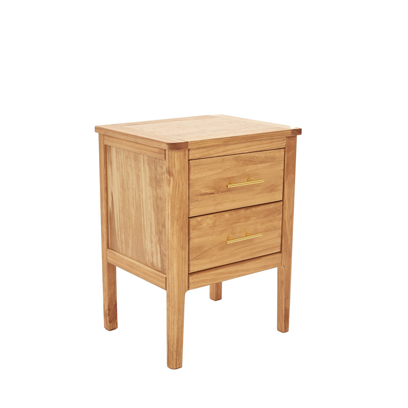 Almarosa 45cm W Solid + Manufactured Wood Bedside Table, Waxed