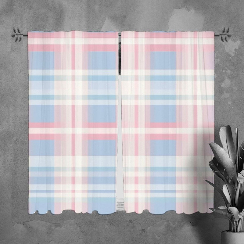 Rideaux à carreaux bleu tartan, L 20 po x L 61 po