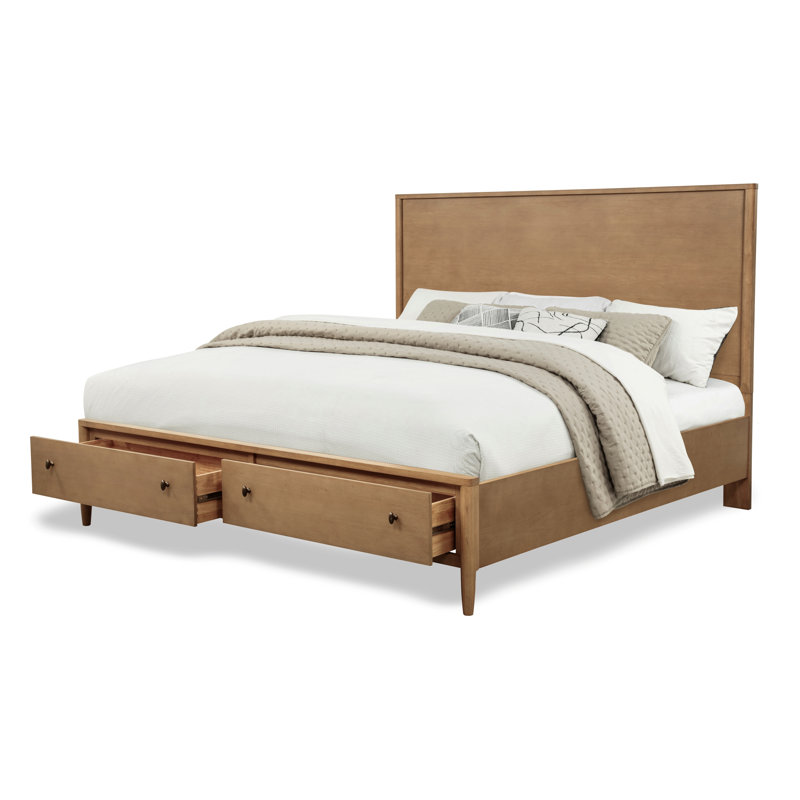 Alyxus - Grand lit de rangement - Très grand - Finition érable chaud, King