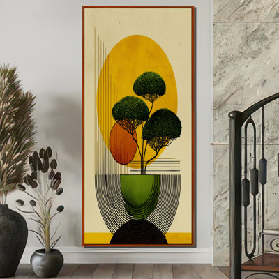 «Bonsai», impression sur toile, vert et jaune