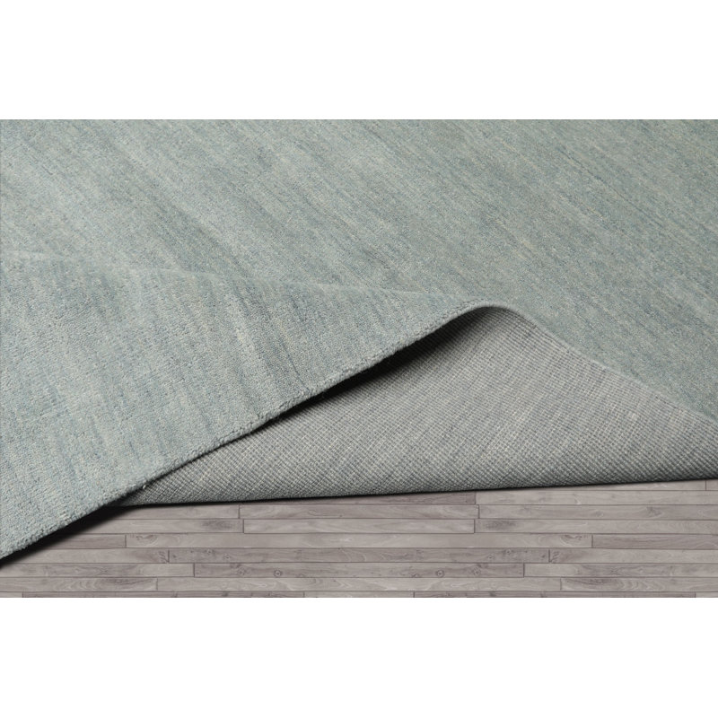 Multi Size Slate Hand Loomed Solid Wool Oriental Rug Contemporary Style, Rectangle 10' x 14'