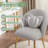 Teddy Fabric Vanity Chair With Backrest And Pillow, Cute Small Cozy Desk Chair No Wheels,Comfy Makeup Ch With Ajustable Gold Legs-702129571