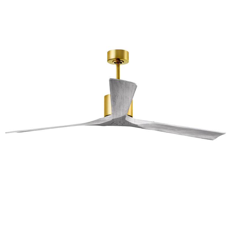 Nan XL 3 - Ventilateur de plafond, Laiton brossé, Ton bois de grange