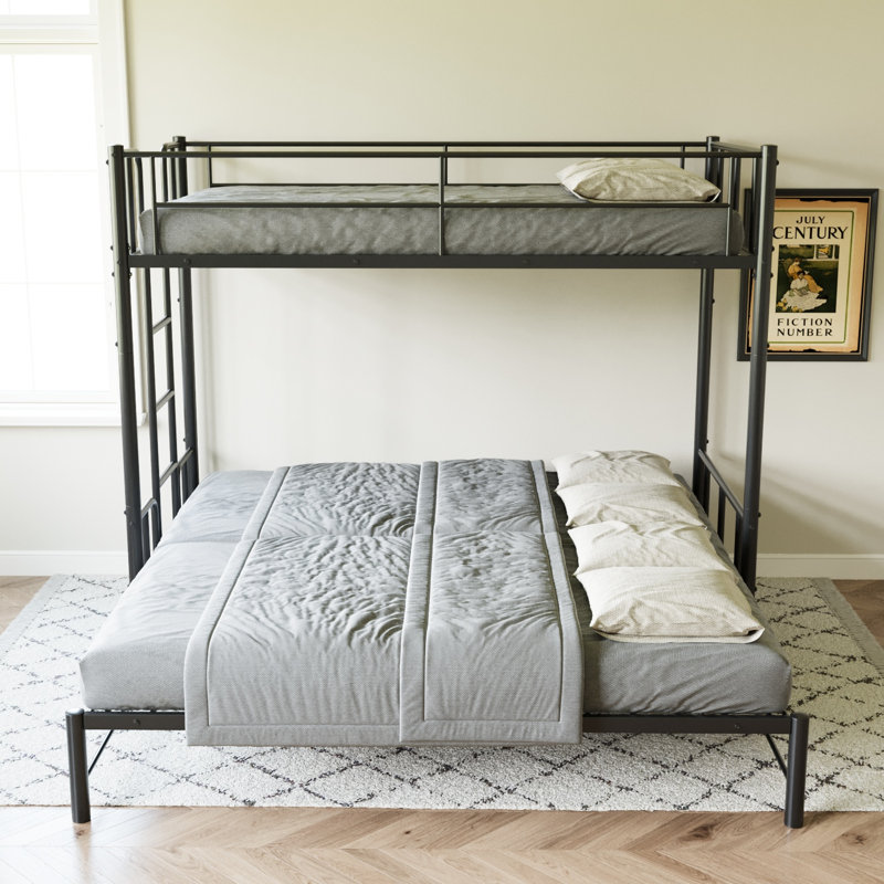 Lit superposé simple au-dessus du très grand lit, lits superposés extensibles, cadre de lit superposé coulissant pouvant être extensible, aucun sommier nécessaire