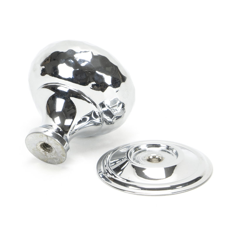 Hammered Mushroom 32mm Diameter Knob, Polished Chrome